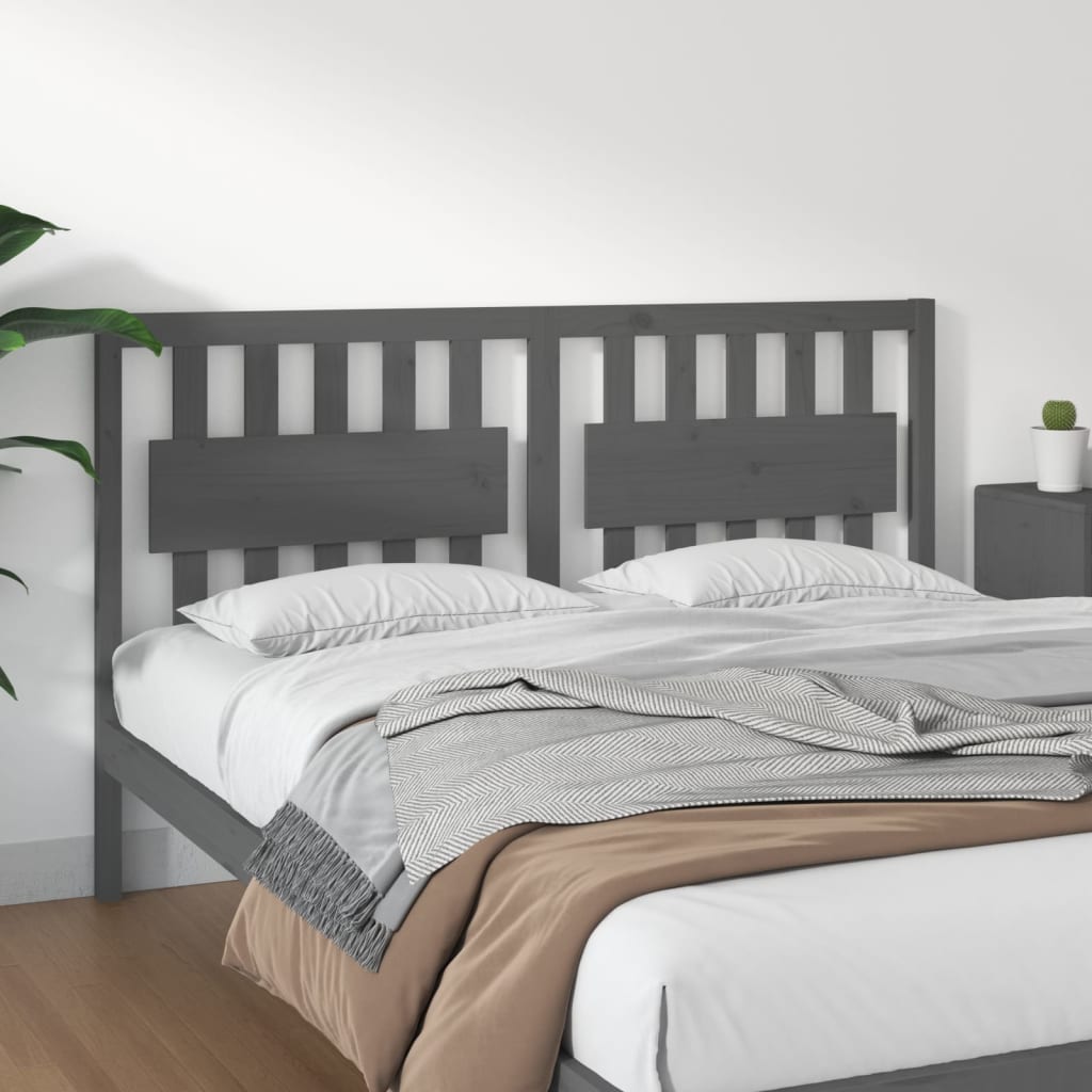 Bed Headboard Grey 155.5x4x100 cm Solid Wood Pine