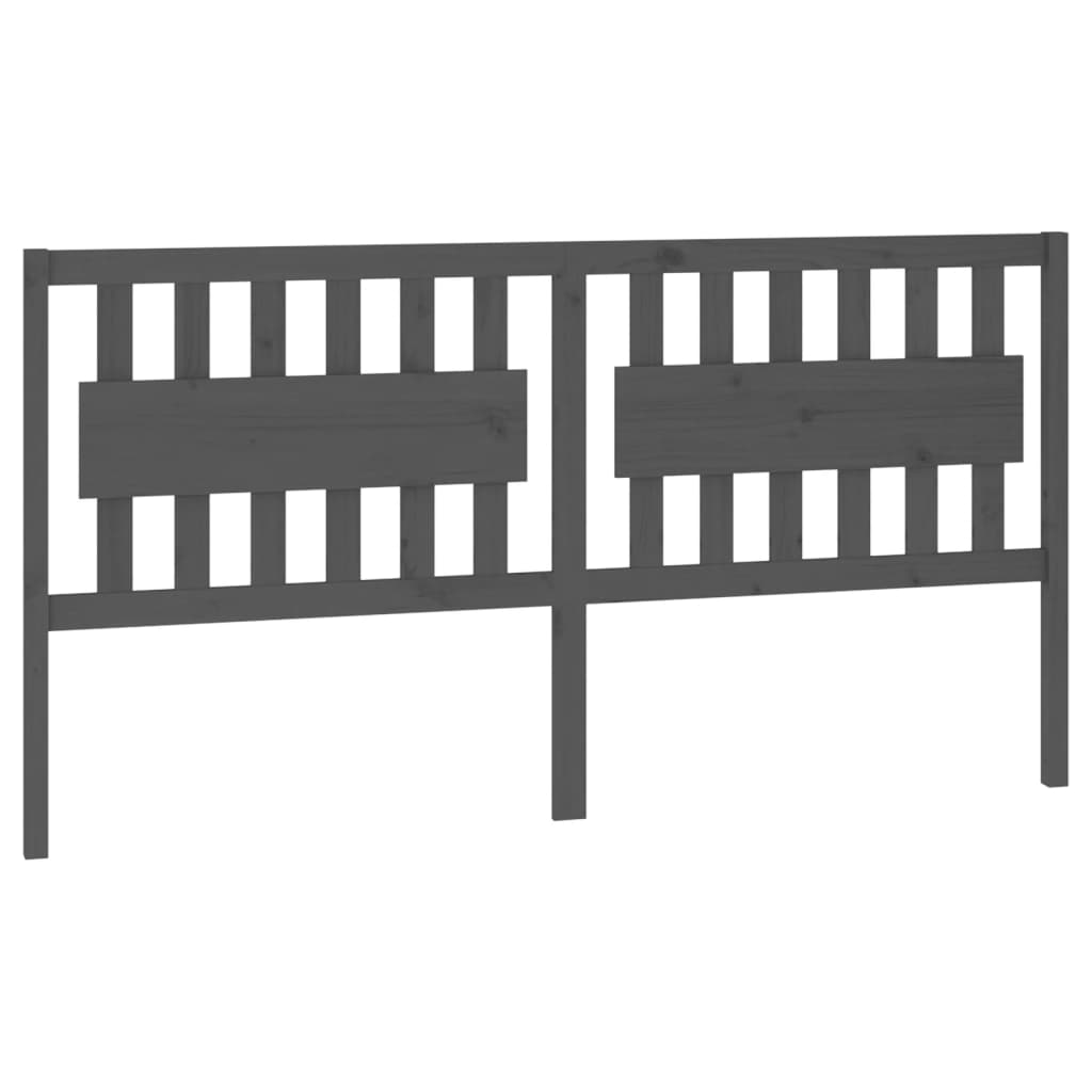 Bed Headboard Grey 185.5x4x100 cm Solid Wood Pine