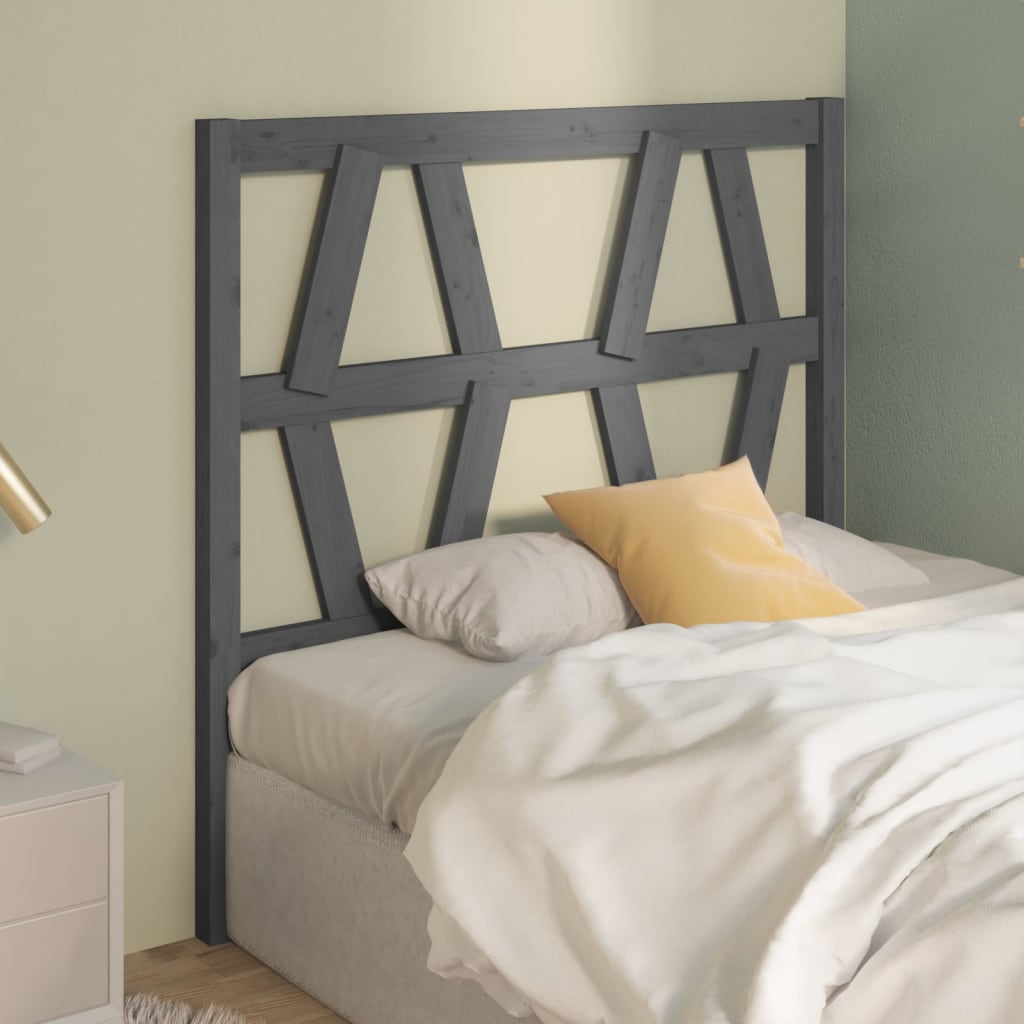 Bed Headboard Grey 106x4x100 cm Solid Wood Pine