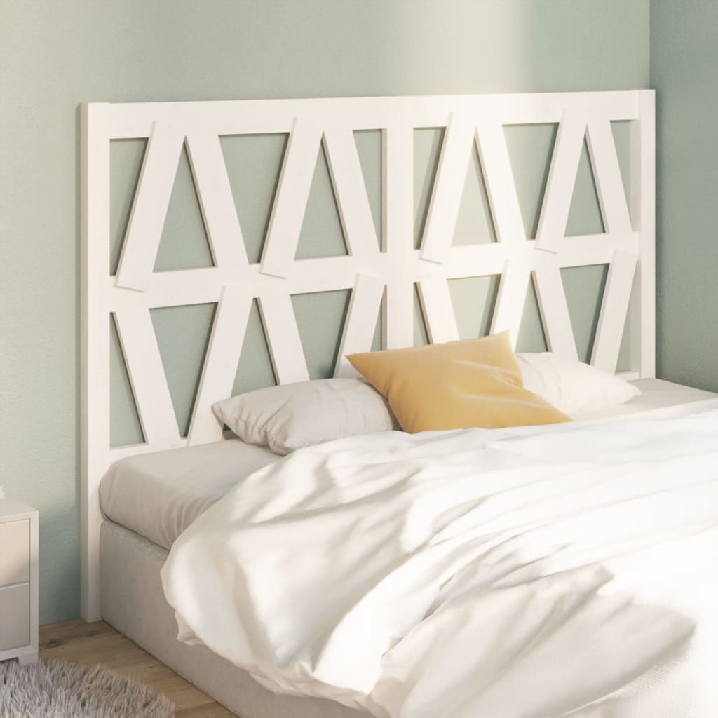 Bed Headboard White 146x4x100 cm Solid Wood Pine