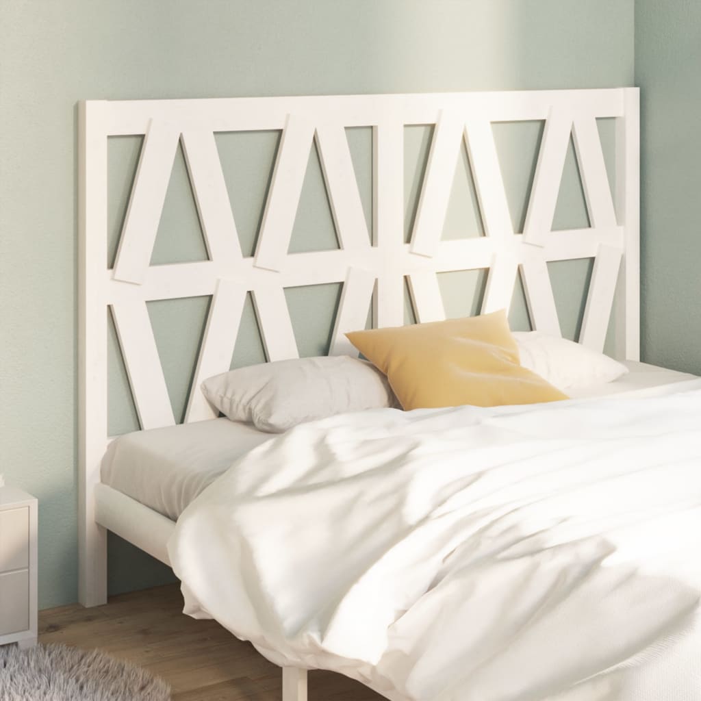Bed Headboard White 146x4x100 cm Solid Wood Pine