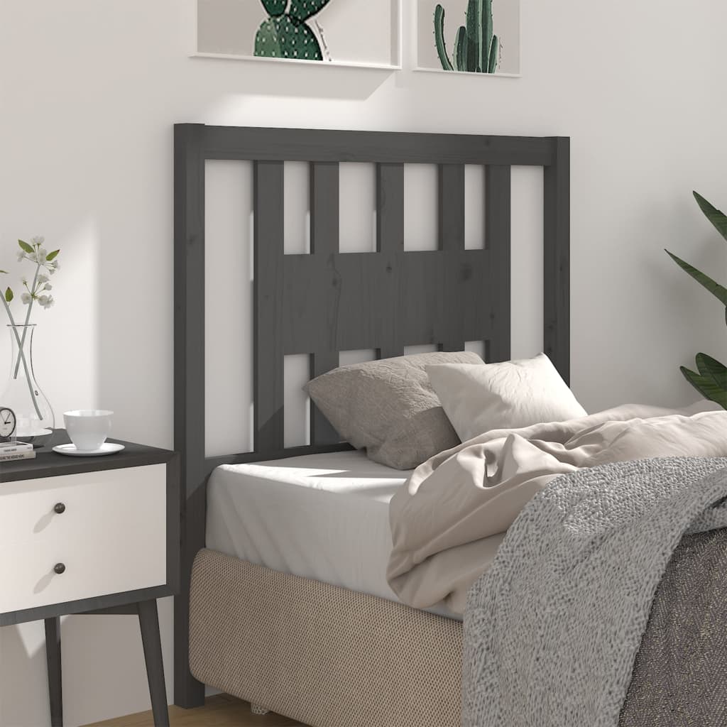 Headboard Grey 96x4x100 cm Solid Wood Pine