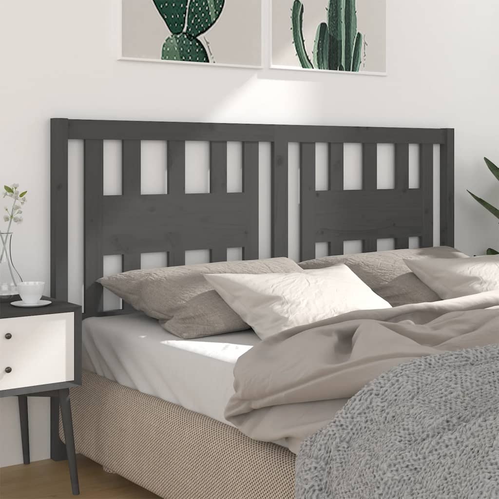 Headboard Grey 126x4x100 cm Solid Wood Pine
