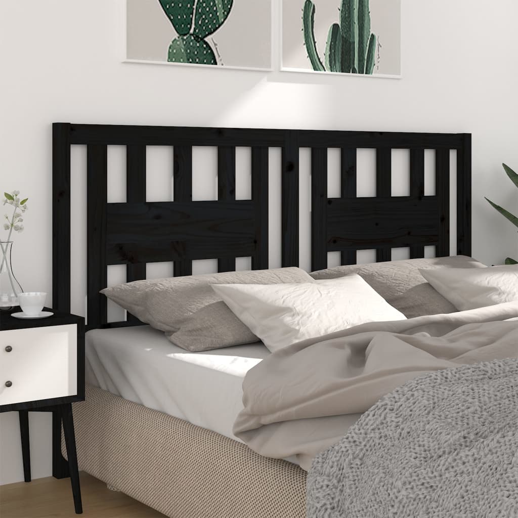 Headboard Black 126x4x100 cm Solid Wood Pine