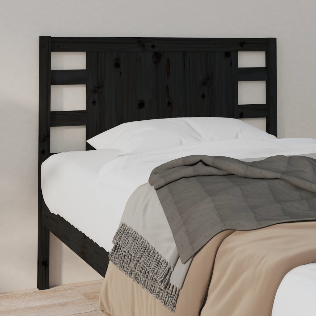 Headboard Black 81x4x100 cm Solid Wood Pine