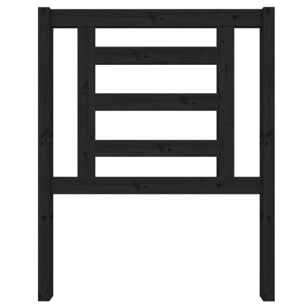 Bed Headboard Black 81x4x100 cm Solid Wood Pine