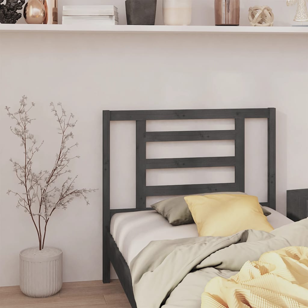 Bed Headboard Grey 106x4x100 cm Solid Wood Pine
