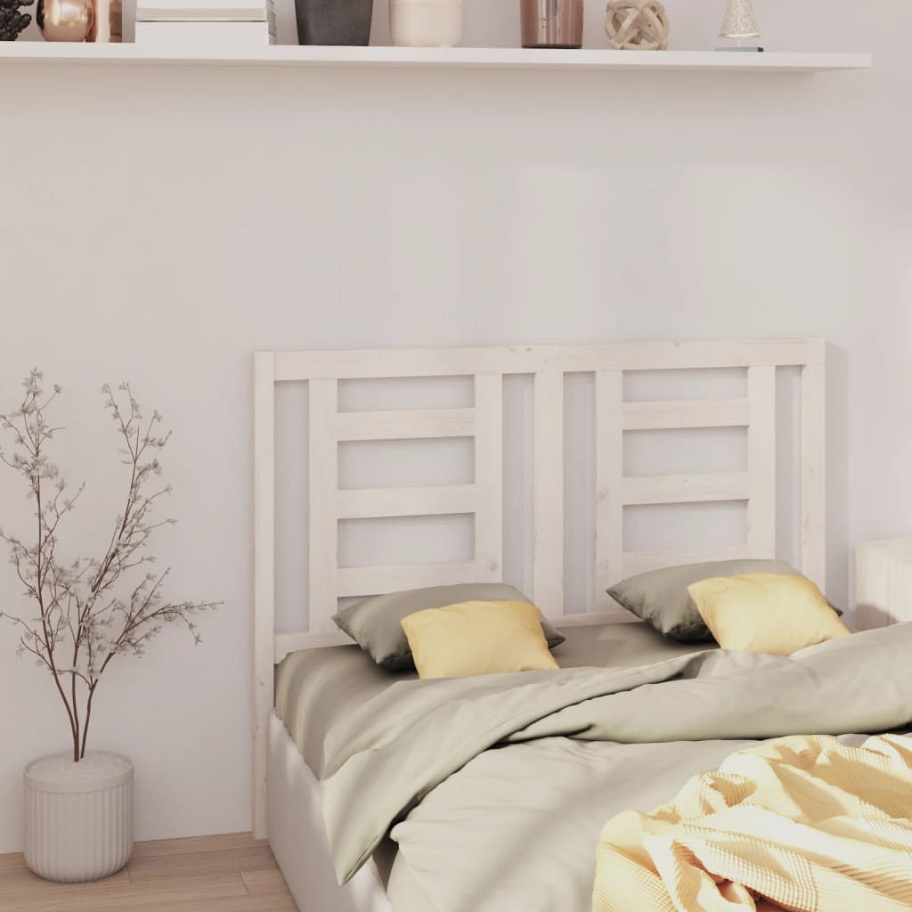 Bed Headboard White 141x4x100 cm Solid Wood Pine