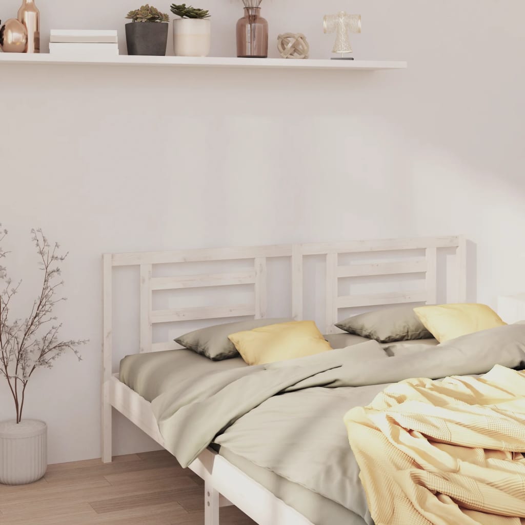 Bed Headboard White 166x4x100 cm Solid Pine Wood
