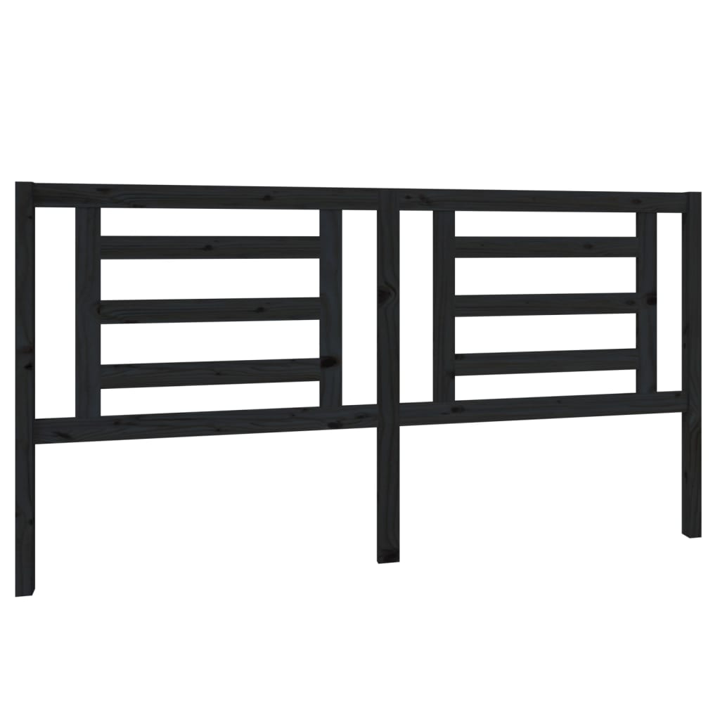 Bed Headboard Black 186x4x100 cm Solid Pine Wood