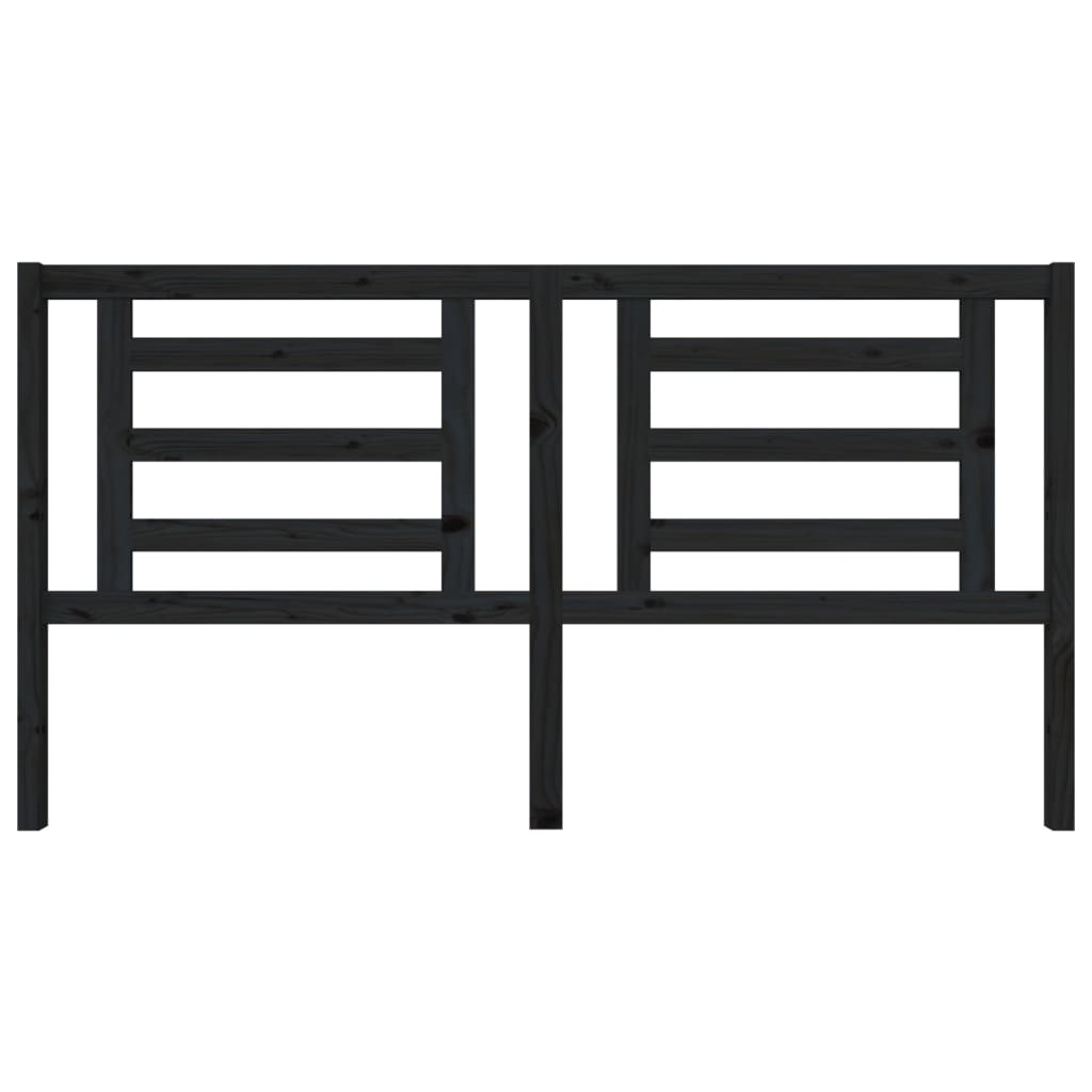 Bed Headboard Black 186x4x100 cm Solid Pine Wood