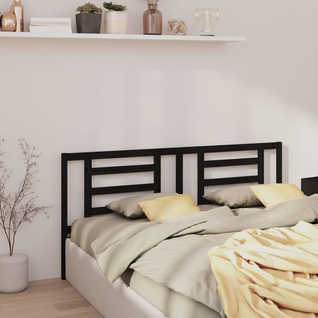 Bed Headboard Black 186x4x100 cm Solid Pine Wood