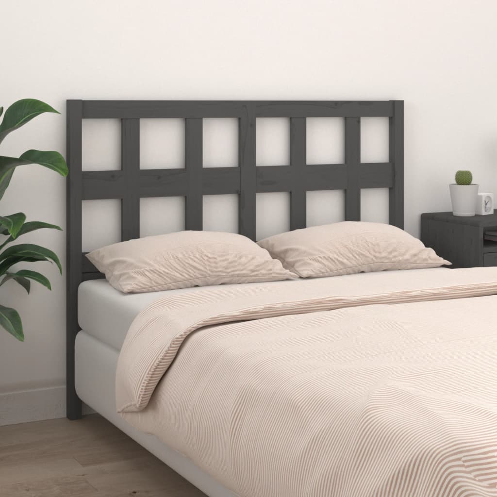 Bed Headboard Grey 155.5x4x100 cm Solid Wood Pine