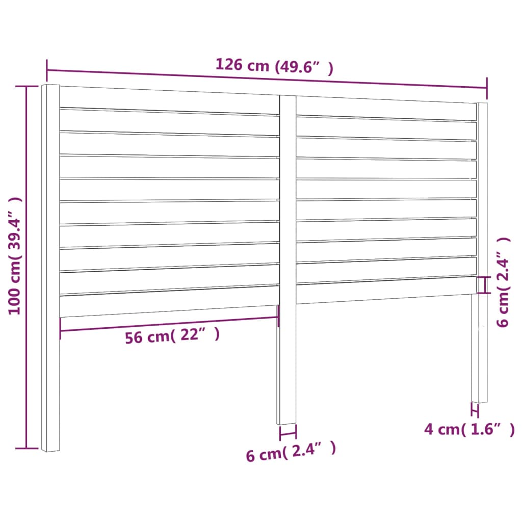 Bed Headboard 126x4x100 cm Solid Wood Pine
