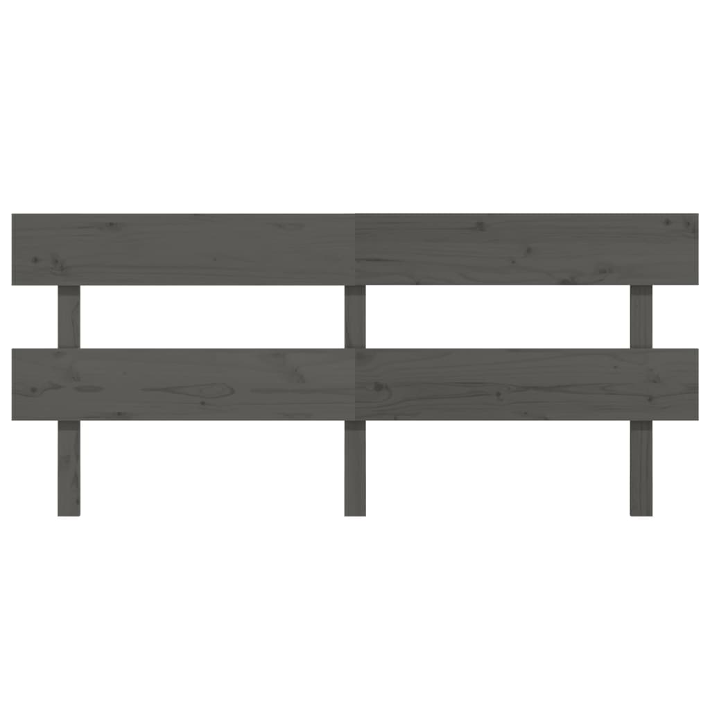 Bed Headboard Grey 204x3x81 cm Solid Wood Pine