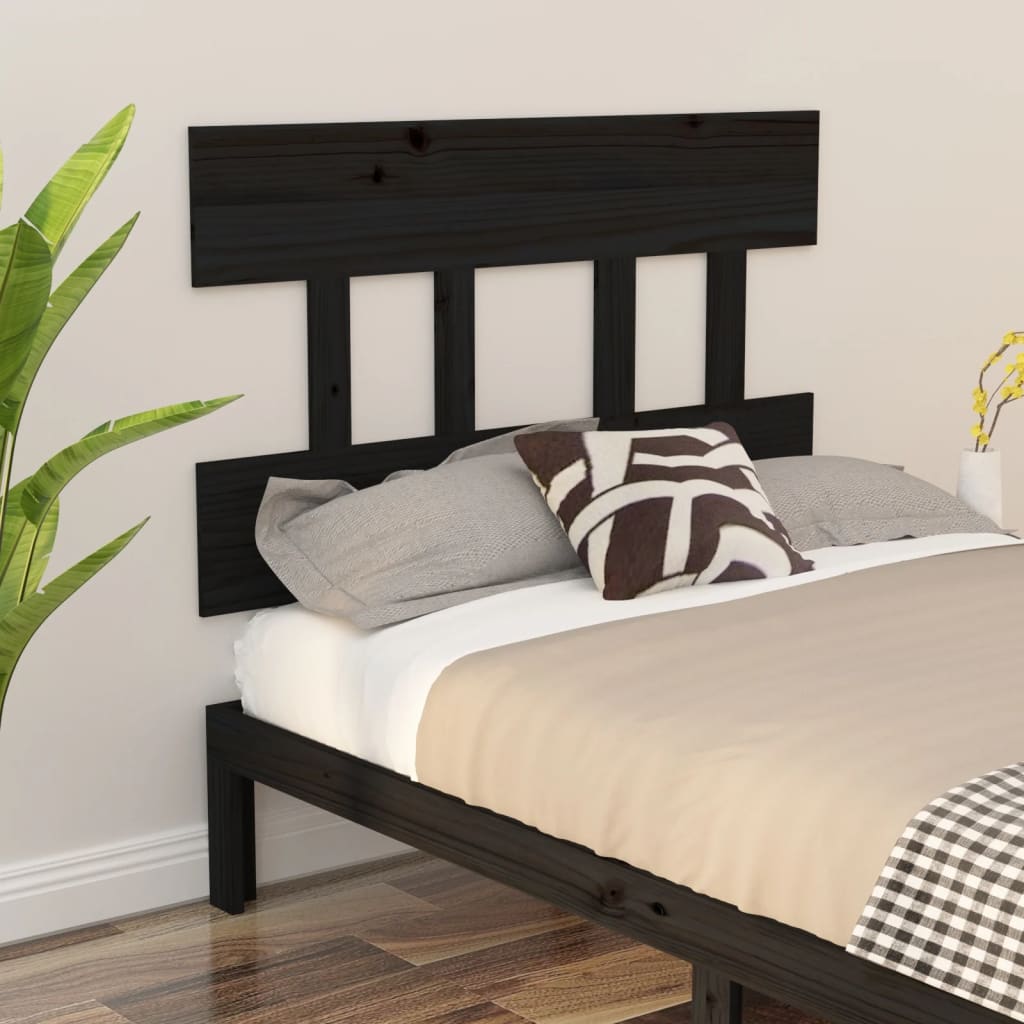 Bed Headboard Black 78.5x3x81 cm Solid Wood Pine