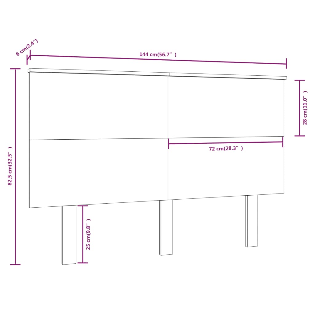 Bed Headboard 144x6x82.5 cm Solid Wood Pine