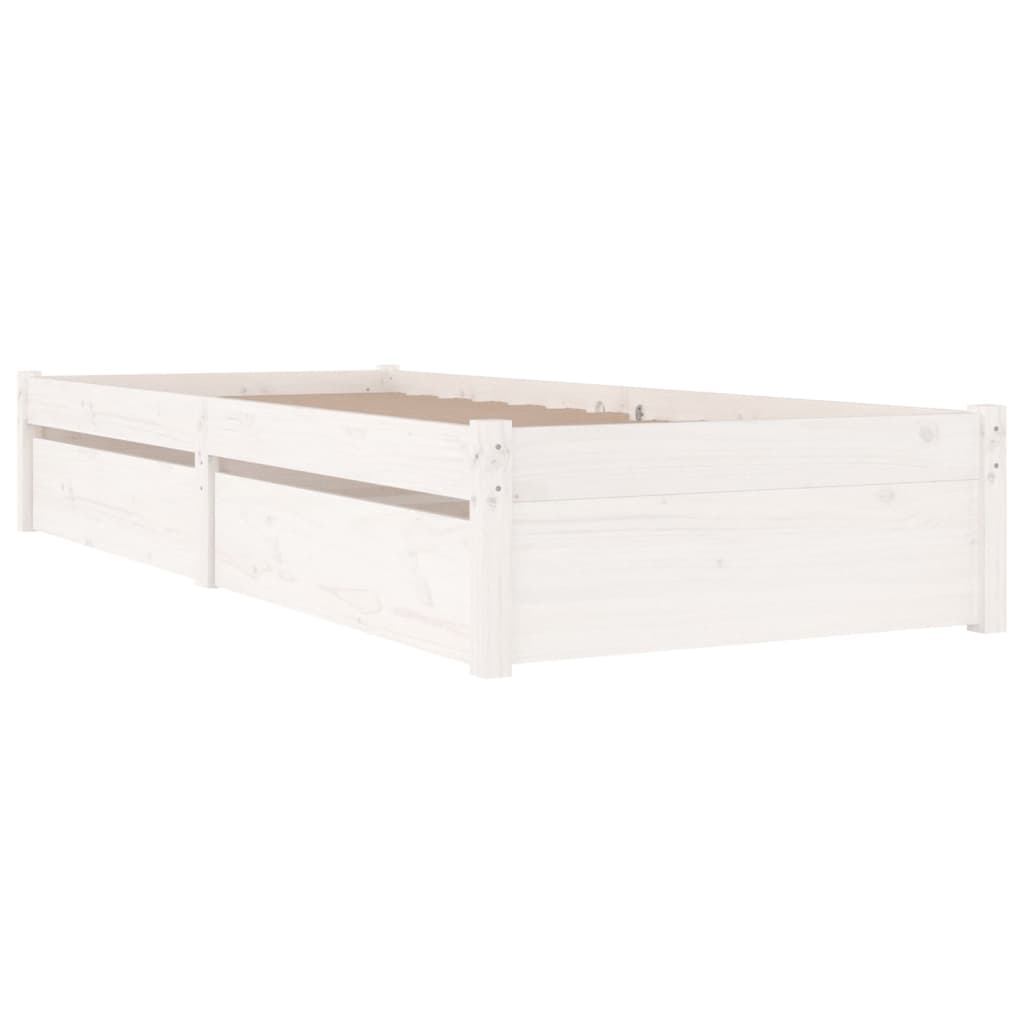 Bed Frame without Mattress with Drawers White Small Single
