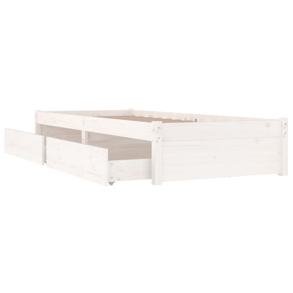 Bed Frame without Mattress with Drawers White Small Single