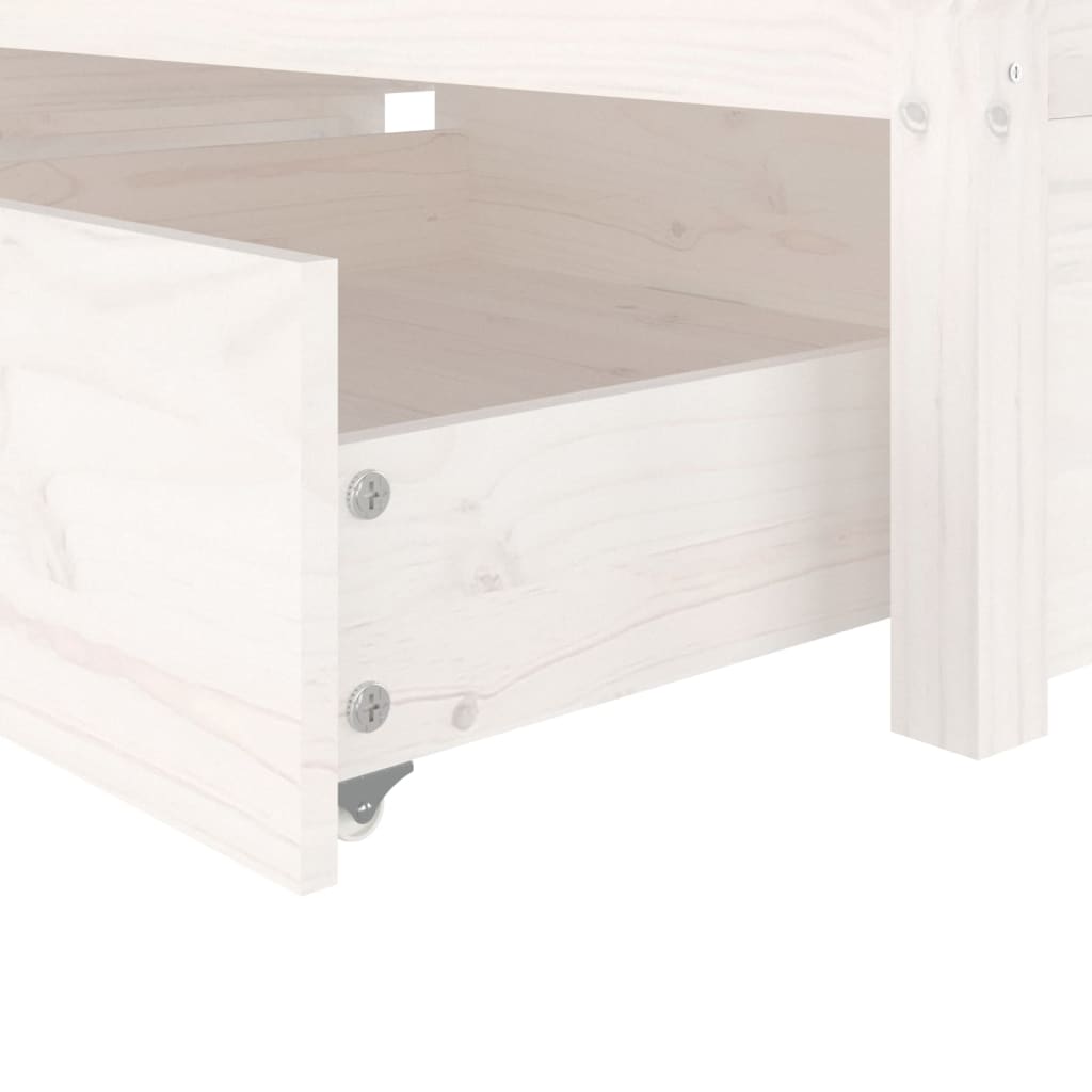 Bed Frame without Mattress with Drawers White Small Single
