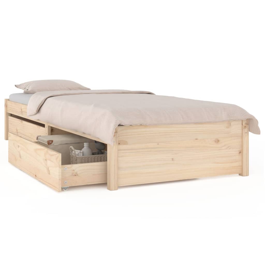Bed Frame without Mattress with Drawers Single
