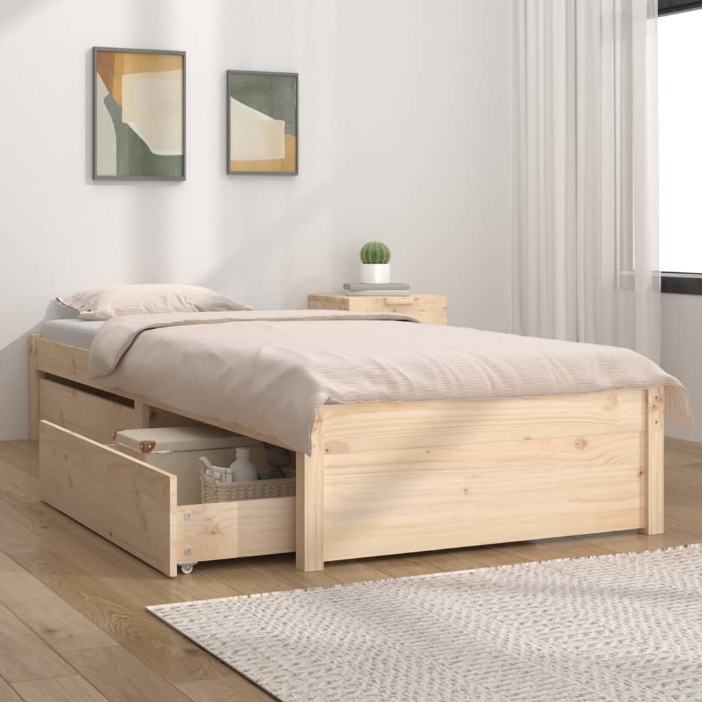 Bed Frame without Mattress with Drawers Single