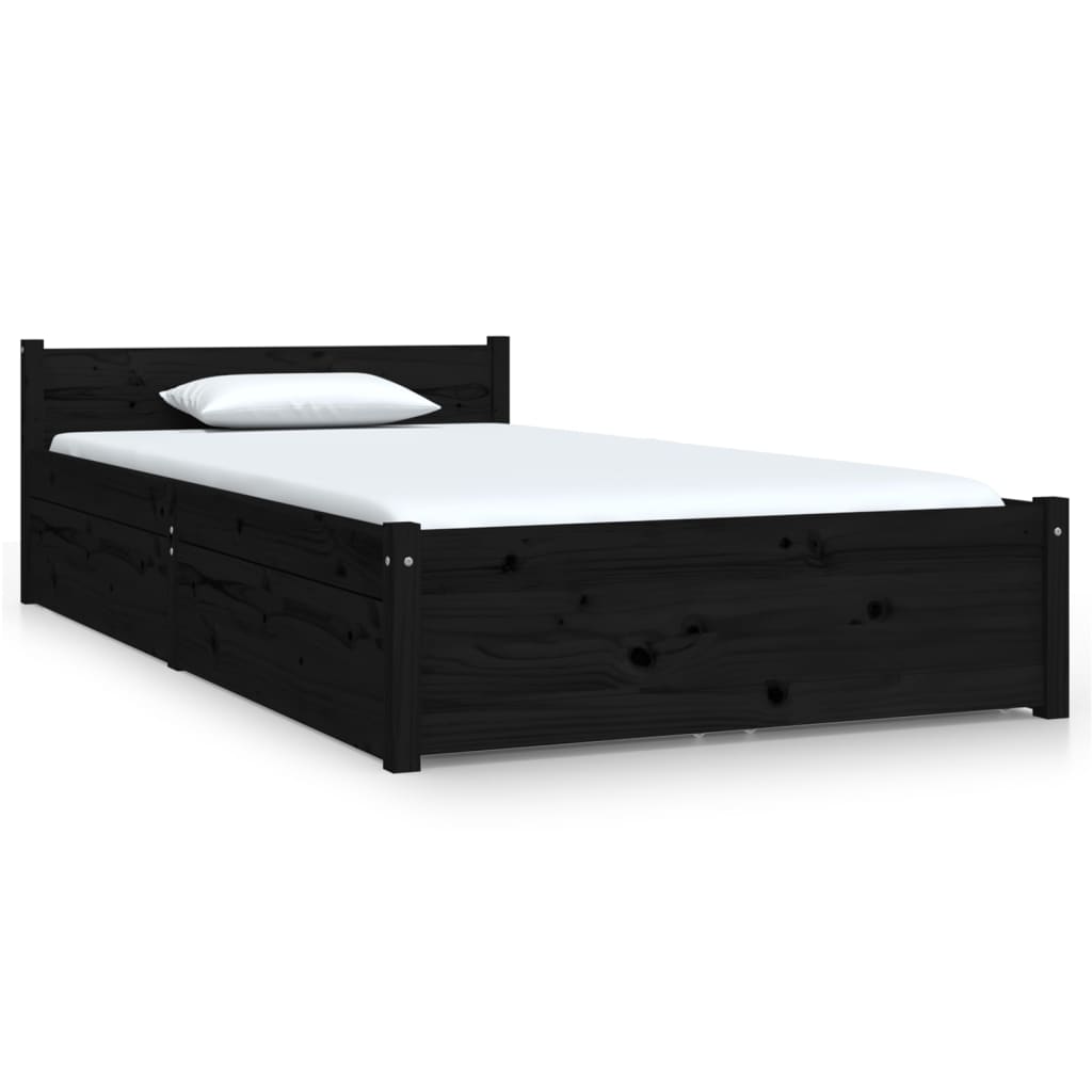 Bed Frame without Mattress with Drawers Black Single