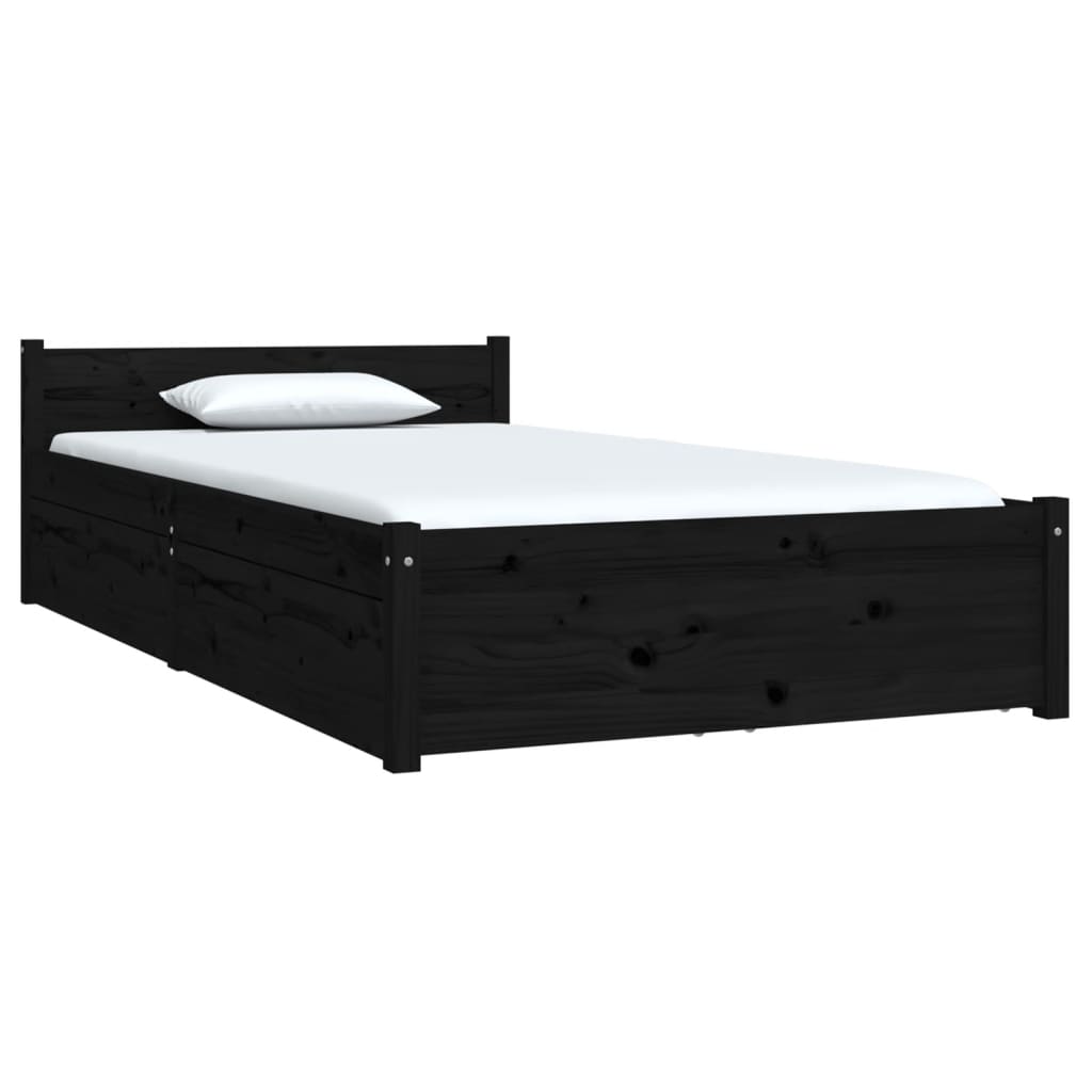 Bed Frame without Mattress with Drawers Black Single
