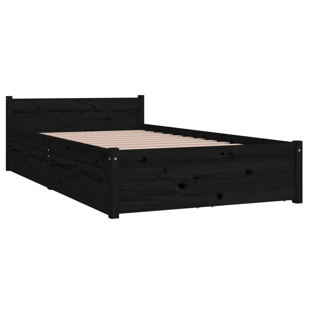 Bed Frame without Mattress with Drawers Black Single