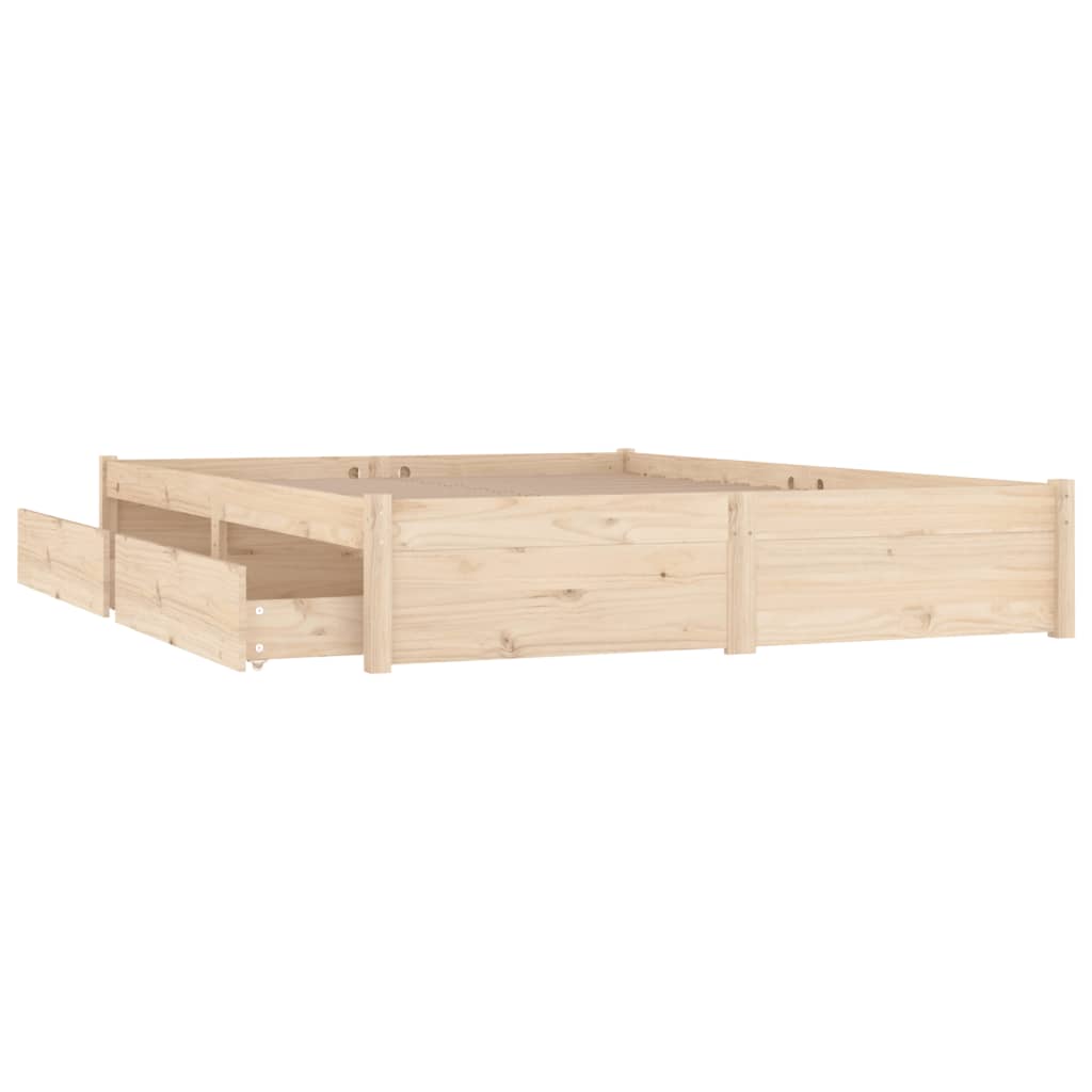 Bed Frame without Mattress with Drawers Double