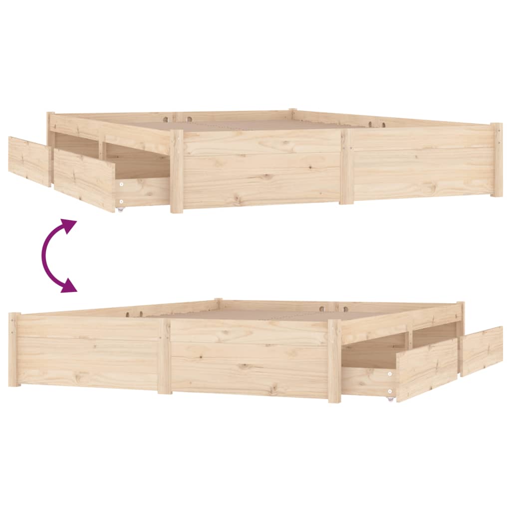 Bed Frame without Mattress with Drawers Double
