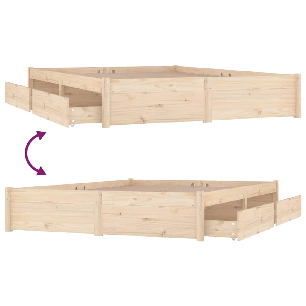 3103523 vidaXL Bed Frame without Mattress with Drawers 160x200 cm (814959+814999)