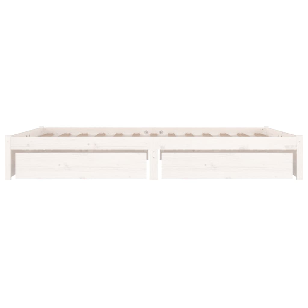 Bed Frame without Mattress with Drawers White Super King