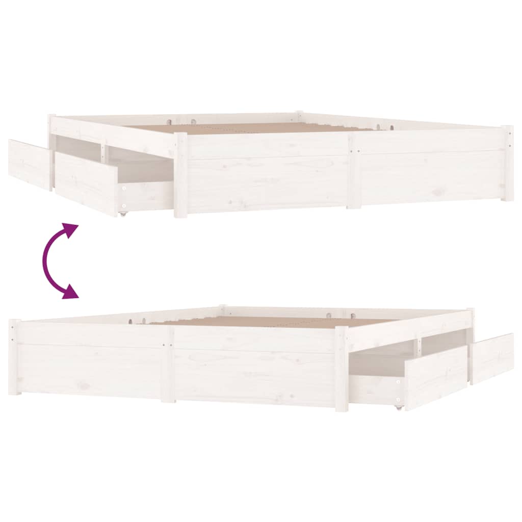 Bed Frame without Mattress with Drawers White Super King