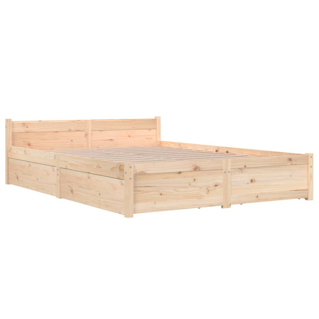 3103549 vidaXL Bed Frame without Mattress with Drawers 140x190 cm (815024+814994)