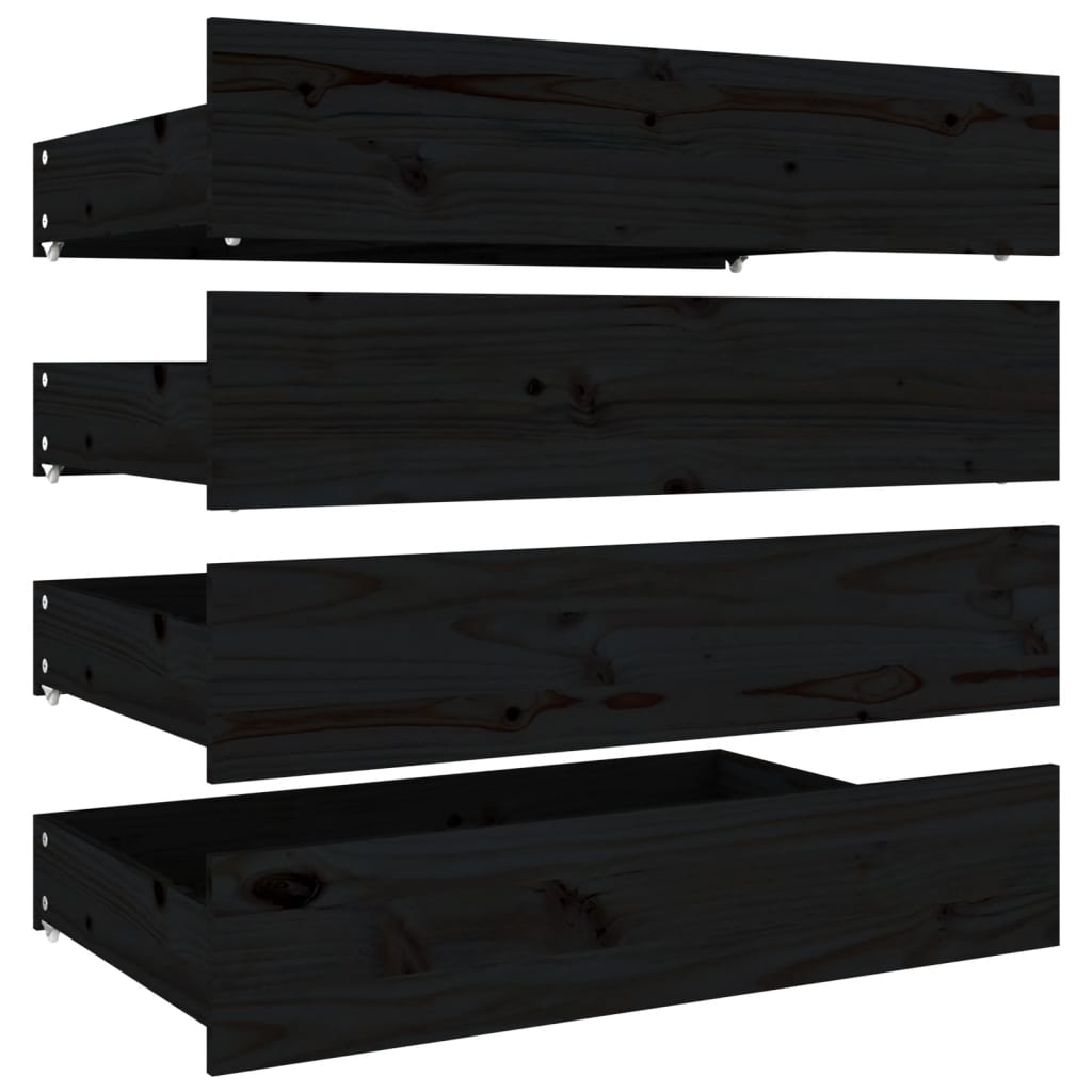 Bed Frame without Mattress with Drawers Black King Size