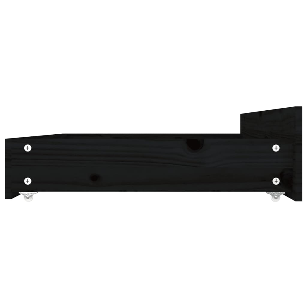 Bed Frame without Mattress with Drawers Black King Size