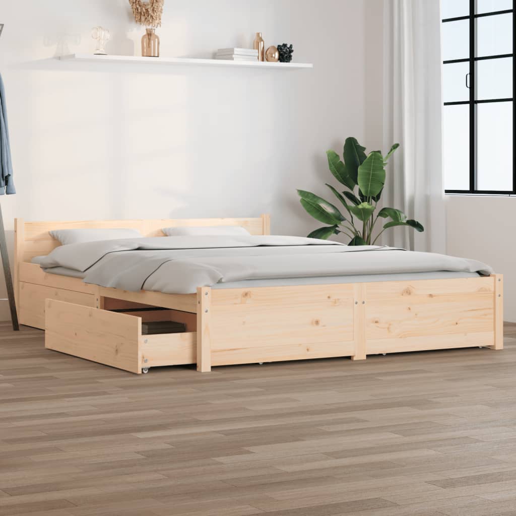 Bed Frame without Mattress with Drawers 160x200 cm