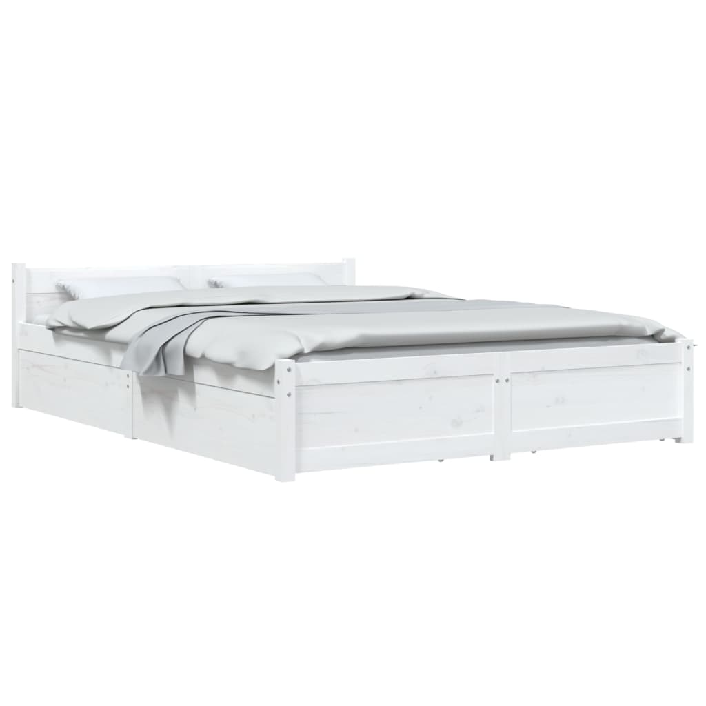 Bed Frame without Mattress with Drawers White 160x200 cm