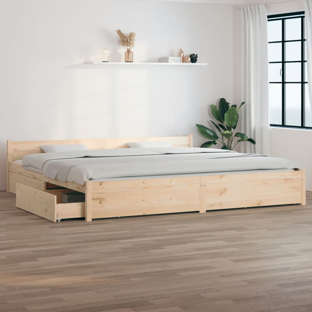 Bed Frame without Mattress with Drawers Super King