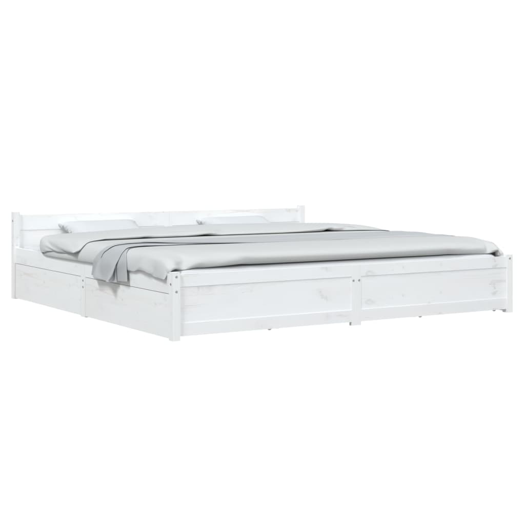 Bed Frame without Mattress with Drawers White 200x200 cm