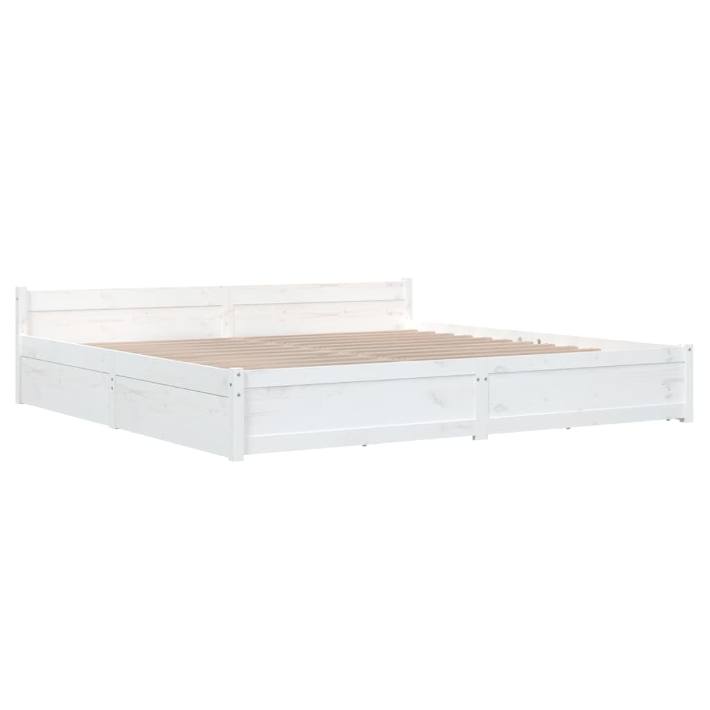 Bed Frame without Mattress with Drawers White 200x200 cm