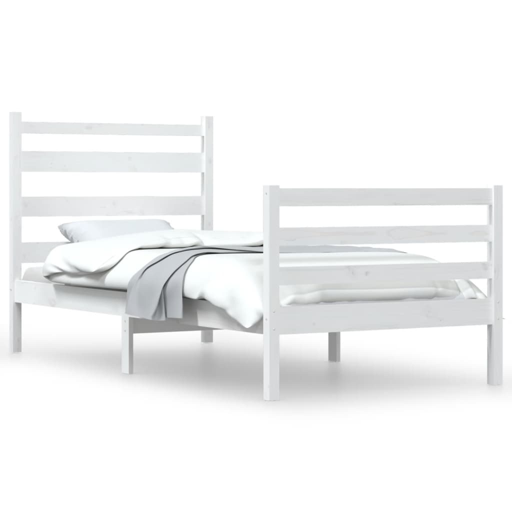 Bed Frame without Mattress Solid Wood Pine 100x200 cm White