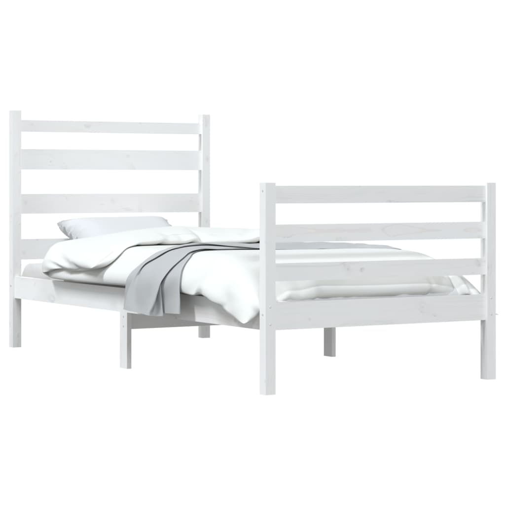 Bed Frame without Mattress Solid Wood Pine 100x200 cm White