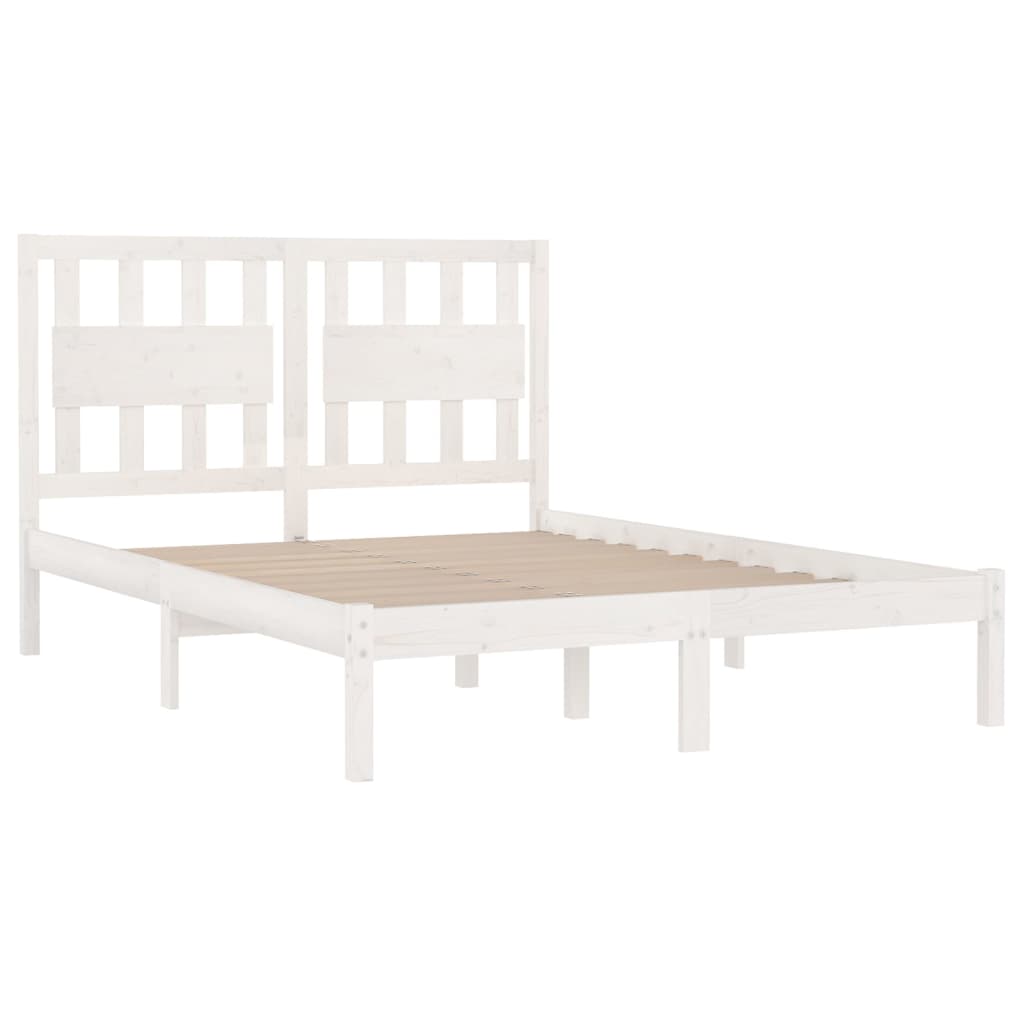 Bed Frame without Mattress White Solid Wood Small Double