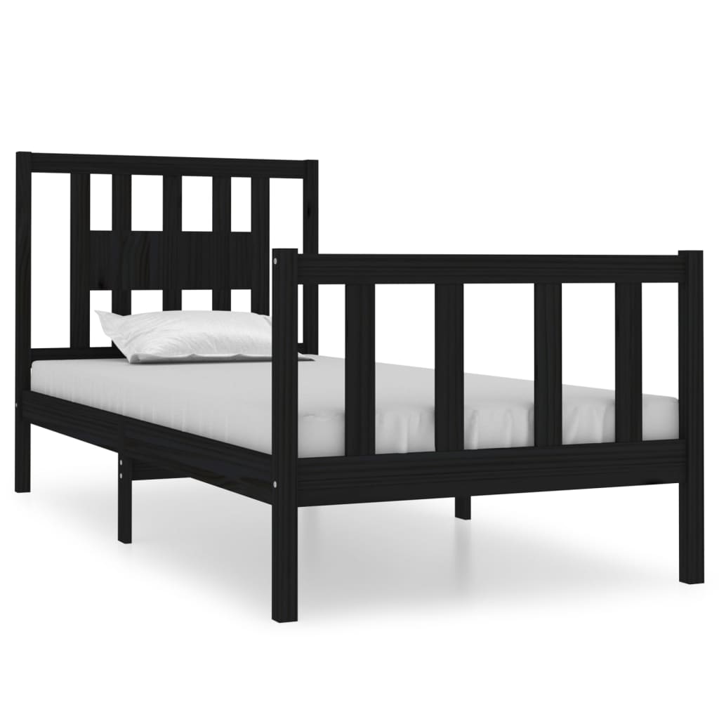 Bed Frame without Mattress Black 90x190 cm Single Solid Wood
