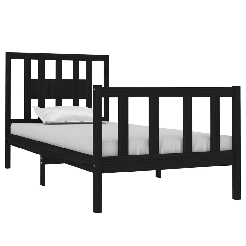 Bed Frame without Mattress Black 90x190 cm Single Solid Wood