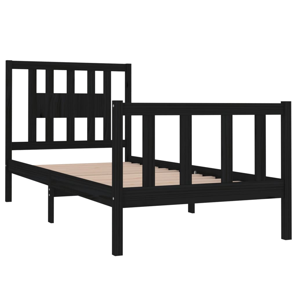 Bed Frame without Mattress Black 90x190 cm Single Solid Wood