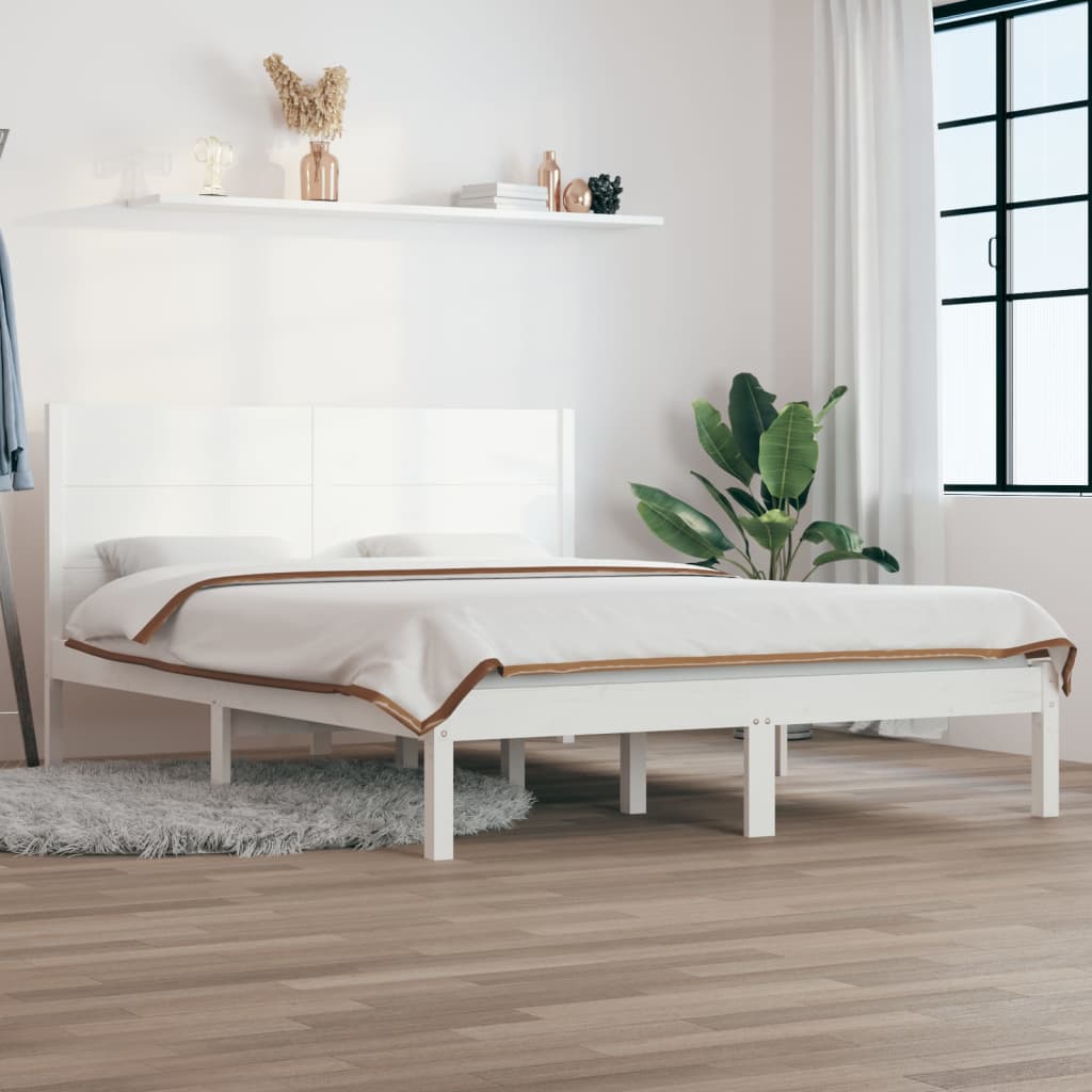 Bed Frame without Mattress White 140x190 cm Solid Wood Pine