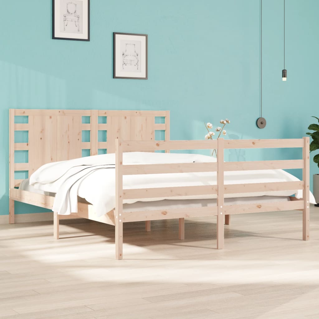 Bed Frame without Mattress 135x190 cm Double Solid Wood Pine